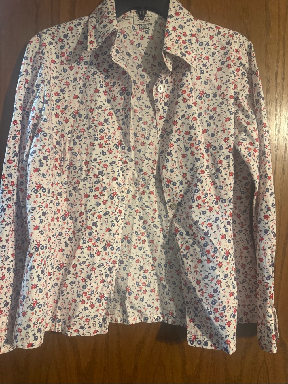 Rachel Men's White Button-Down Shirt with Red & Blue Floral Print